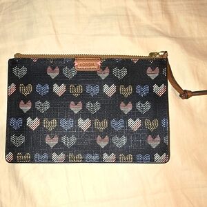 Fossil heart pouch/wristlet